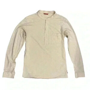Barena Soft Neutral Long Sleeve Henley Mandarin Collar T Shirt Size 48 Italian